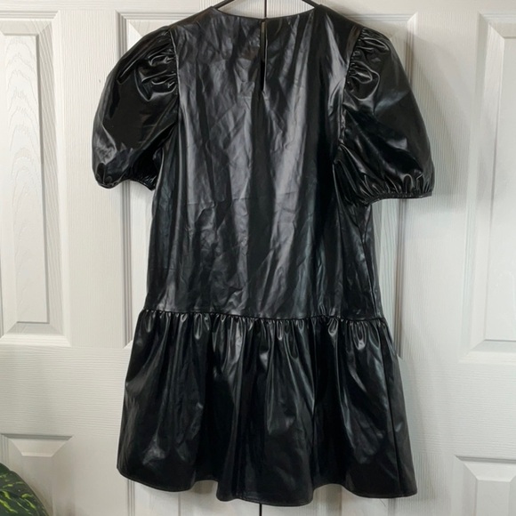 English Factory - NEW Puff Sleeve Faux Leather Mini Dress Size S - Picture 11 of 15